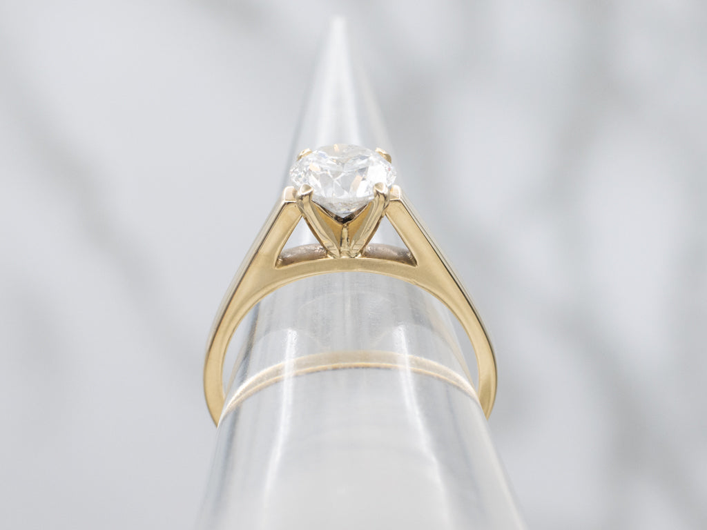 Brilliant Diamond Engagement Ring in Four-Prong Solitaire Setting