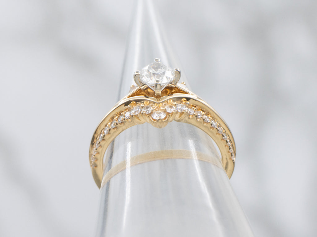 Modern Brilliant Diamond and Diamond Shoulders Engagement Ring