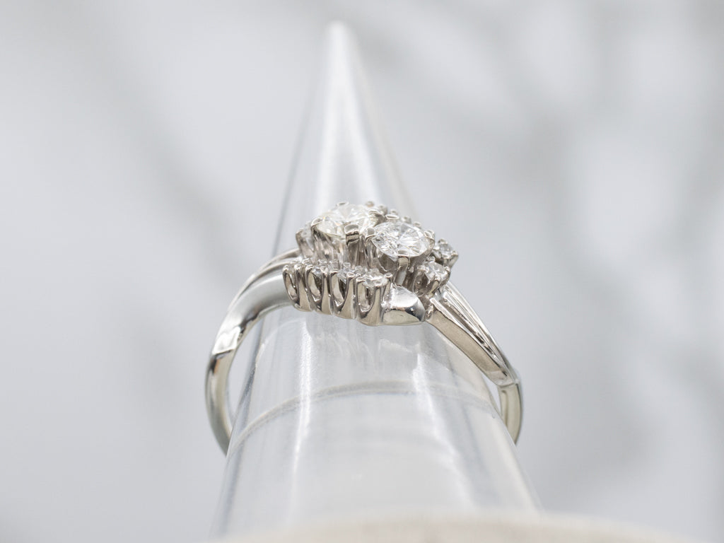 Vintage Jabel 18-Karat Gold and Diamond Bypass Ring