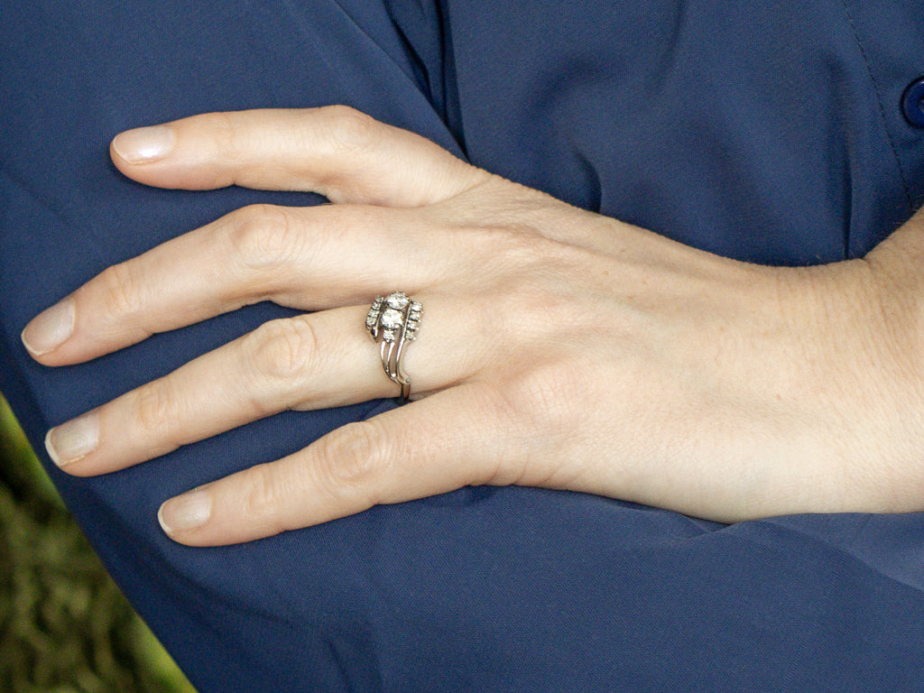Vintage Jabel 18-Karat Gold and Diamond Bypass Ring