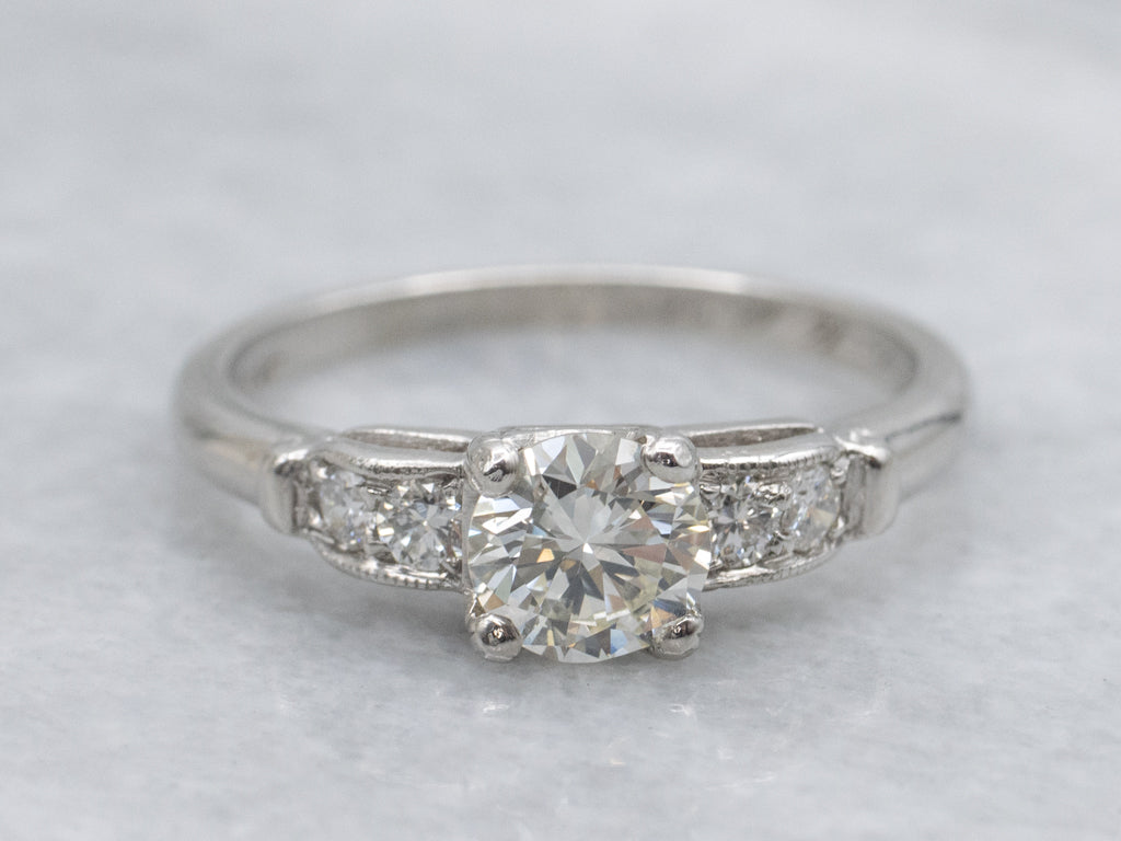 Platinum and Diamond Vintage Engagement Ring