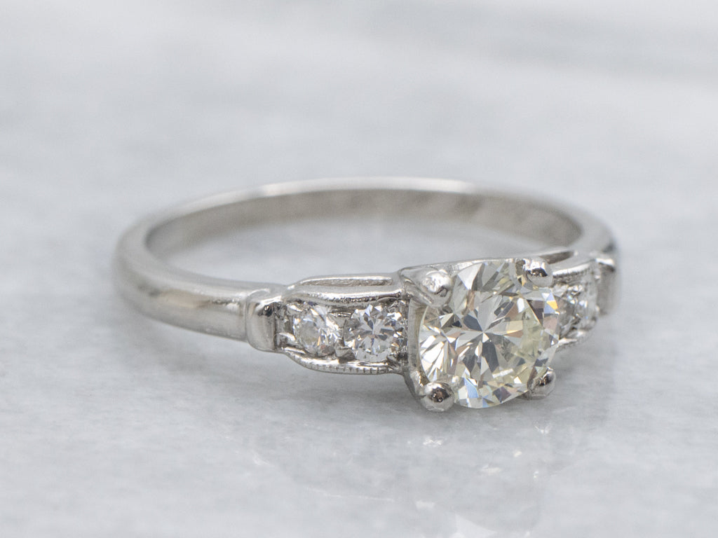Platinum and Diamond Vintage Engagement Ring