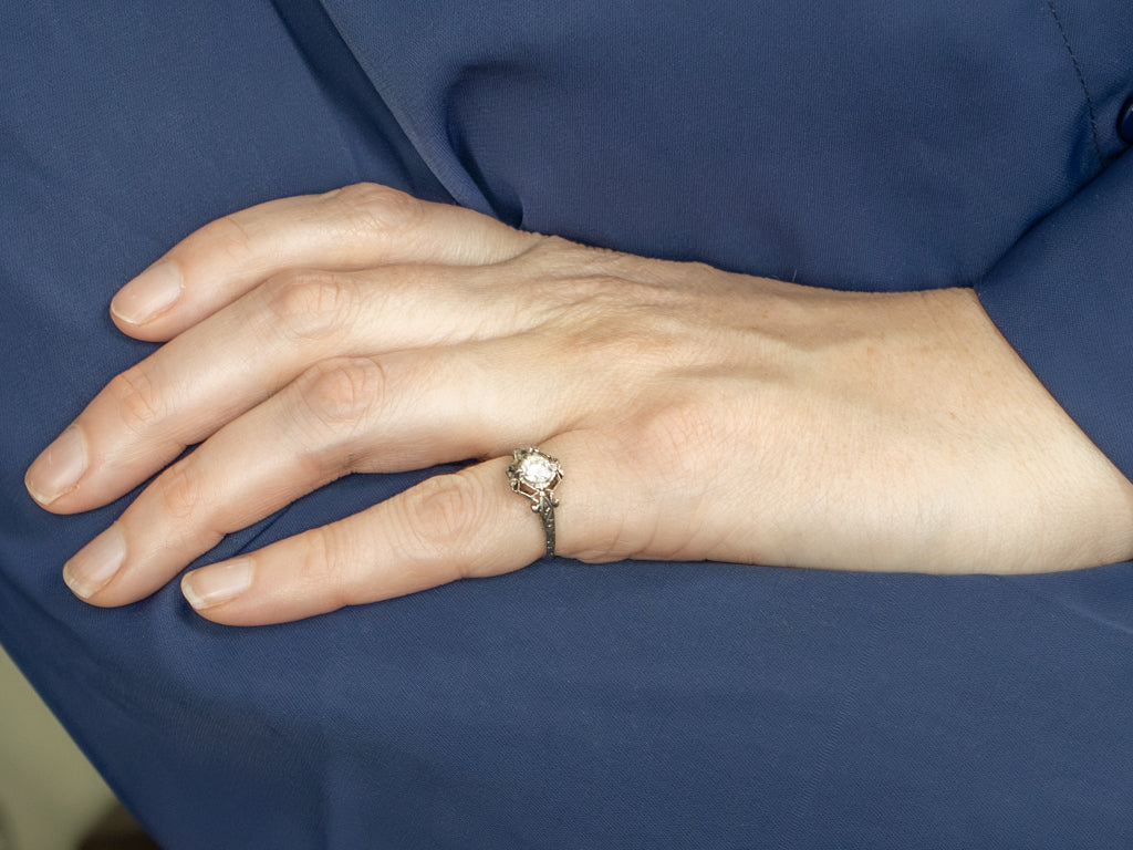 Vintage Brilliant Diamond Engagement Ring with Engraved Details
