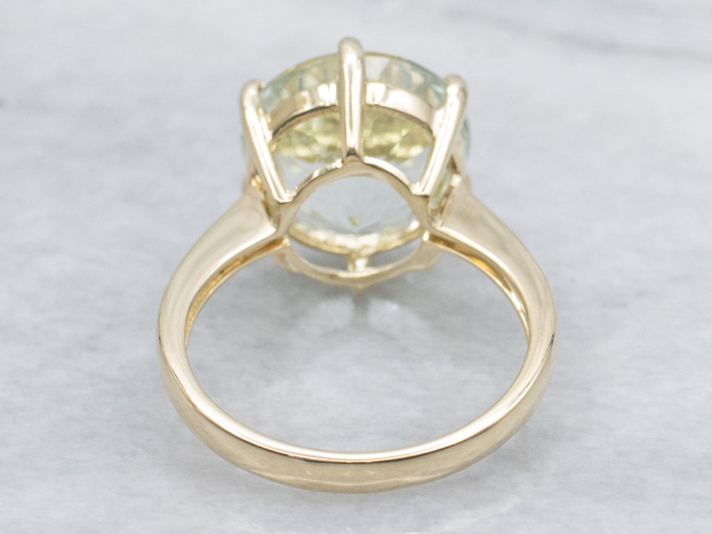 Six-Prong Aquamarine and Gold Solitaire Ring