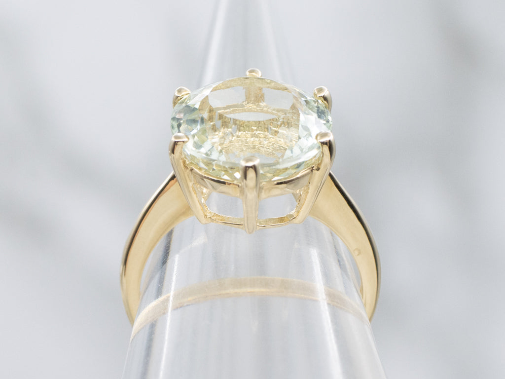 Six-Prong Aquamarine and Gold Solitaire Ring