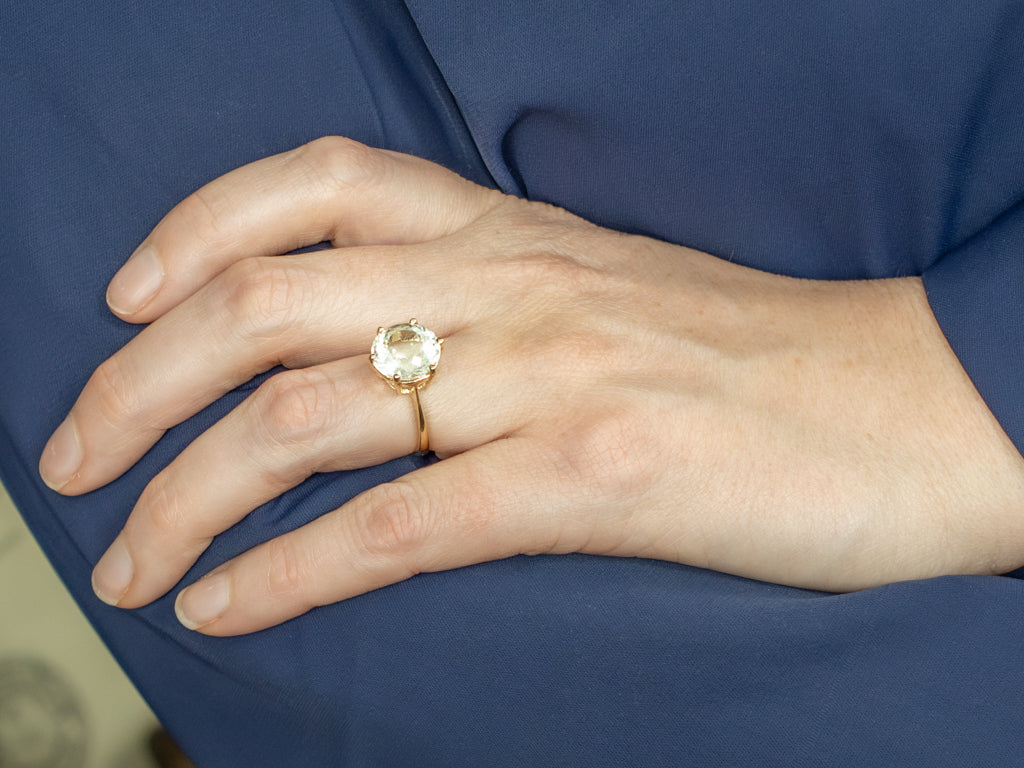 Six-Prong Aquamarine and Gold Solitaire Ring