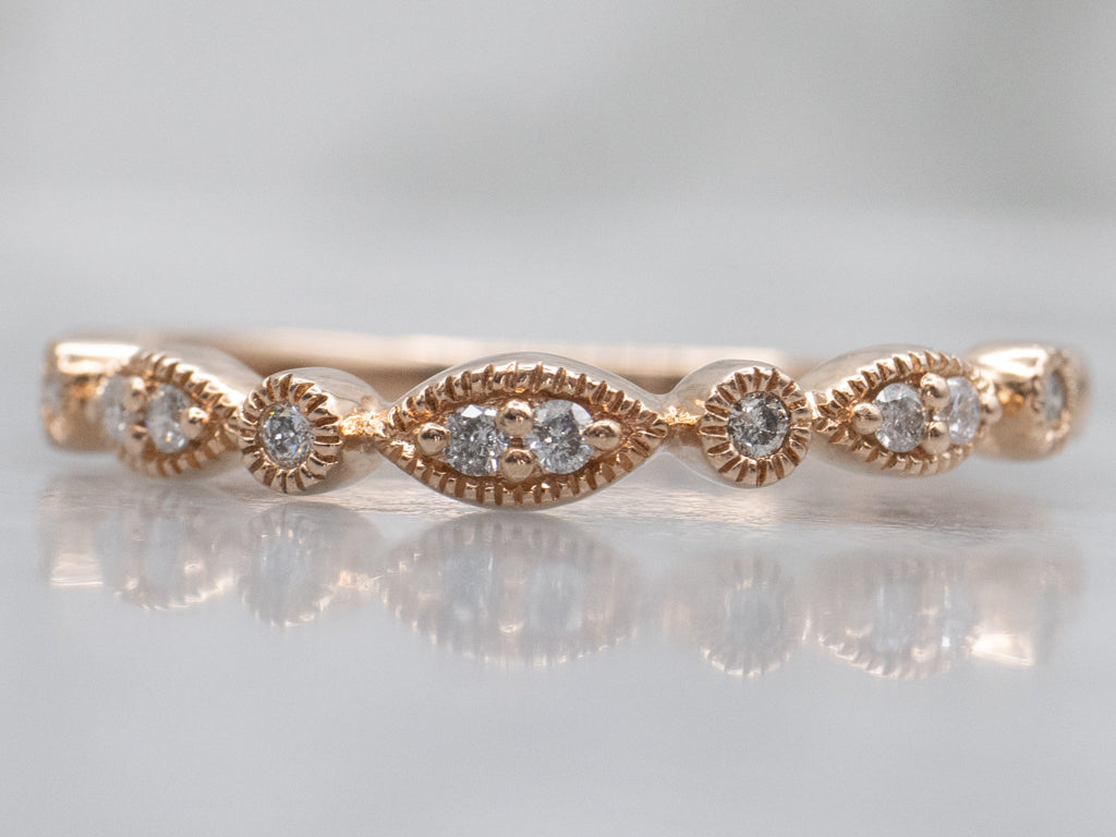 Rose Gold and Diamond Wedding or Stacking Band