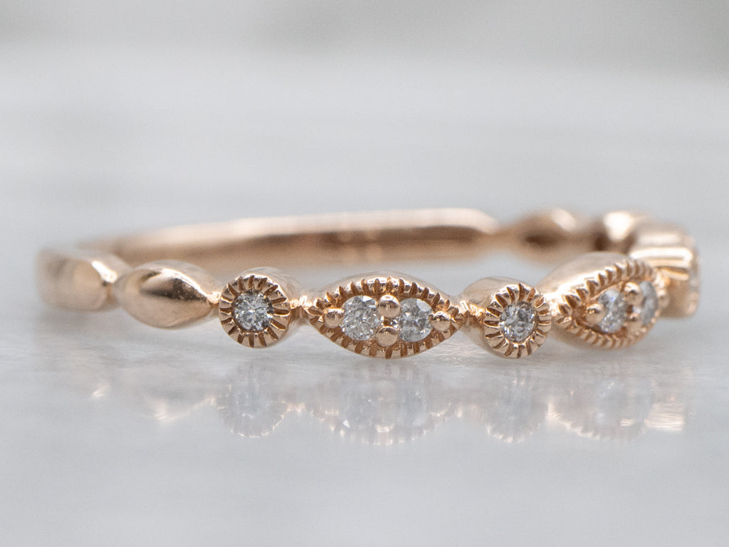 Rose Gold and Diamond Wedding or Stacking Band