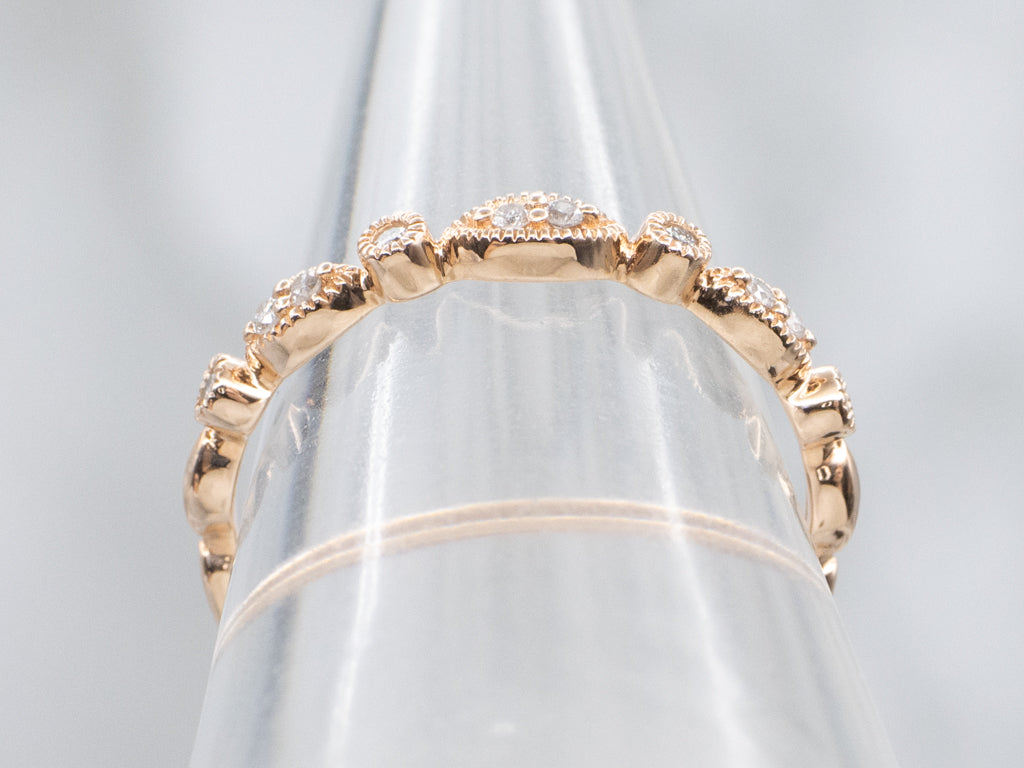 Rose Gold and Diamond Wedding or Stacking Band