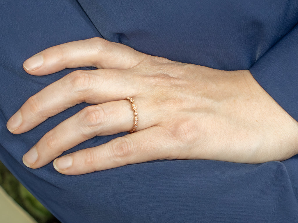 Rose Gold and Diamond Wedding or Stacking Band