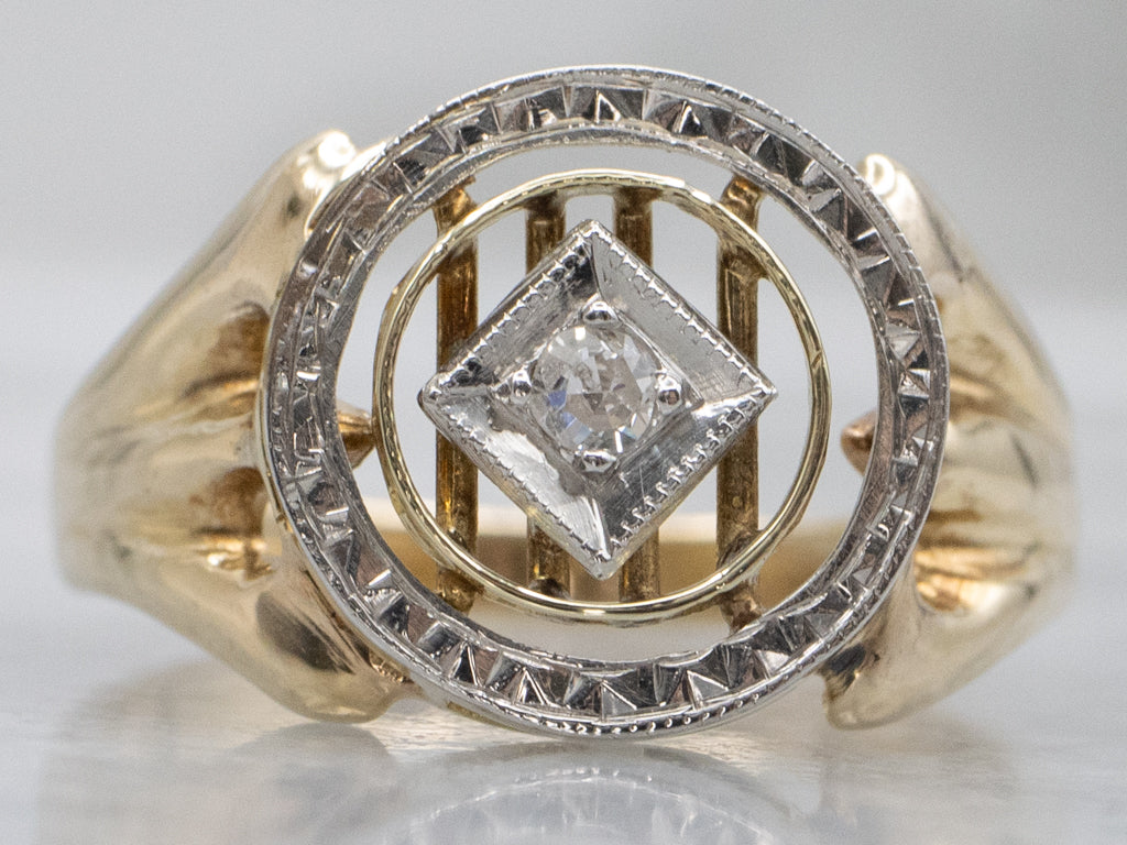 Vintage Mixed-Metal Diamond Solitaire Ring