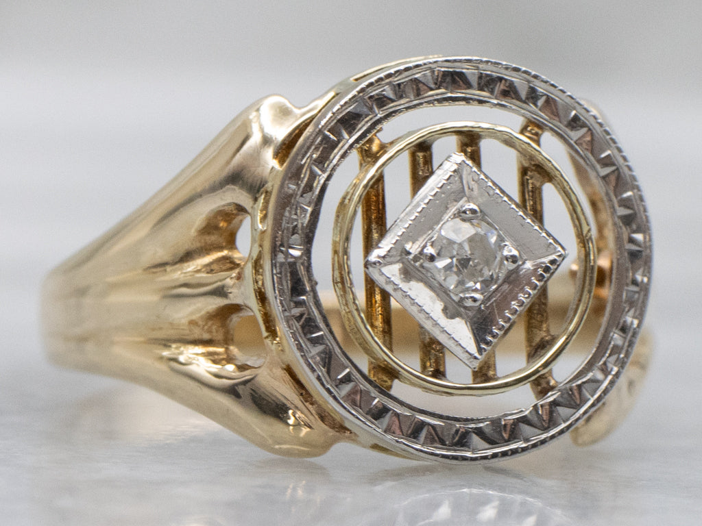 Vintage Mixed-Metal Diamond Solitaire Ring