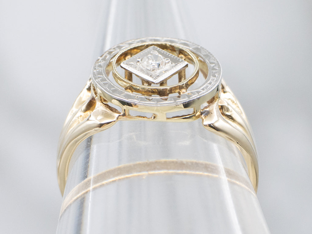 Vintage Mixed-Metal Diamond Solitaire Ring