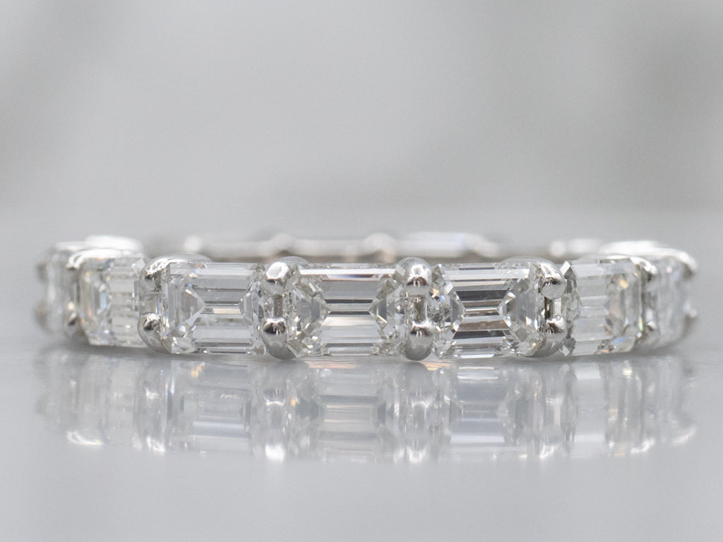 Platinum Emerald-Cut Diamond Eternity Band