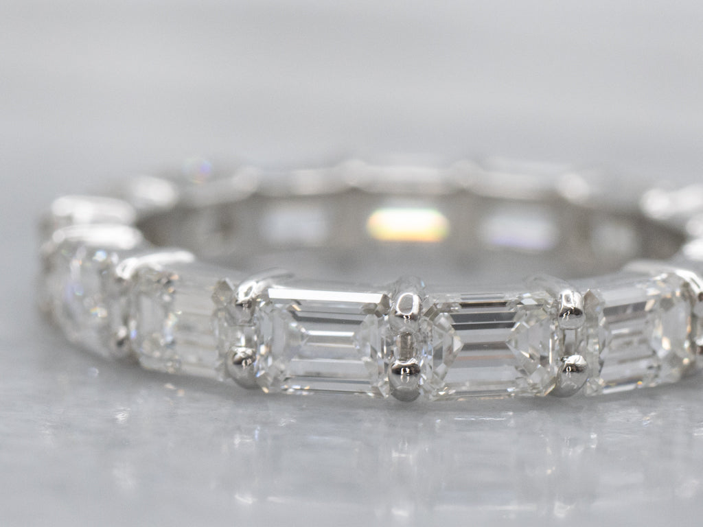 Platinum Emerald-Cut Diamond Eternity Band