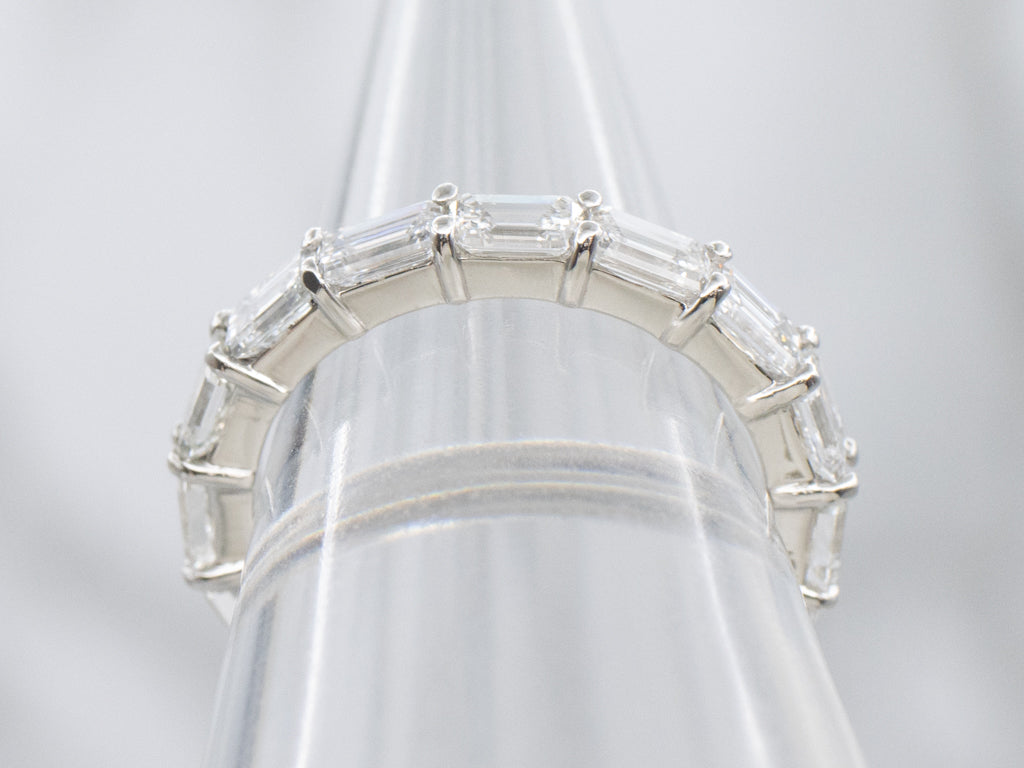 Platinum Emerald-Cut Diamond Eternity Band