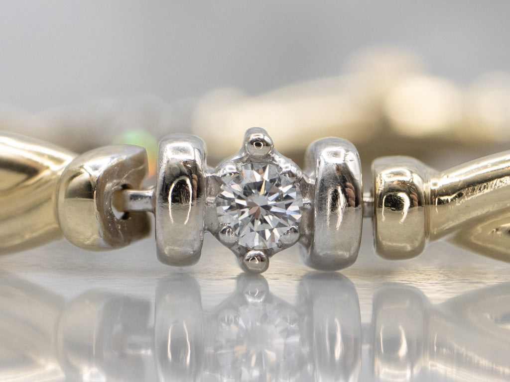 Diamond Two-Tone Gold Twisted Bar Link Bracelet