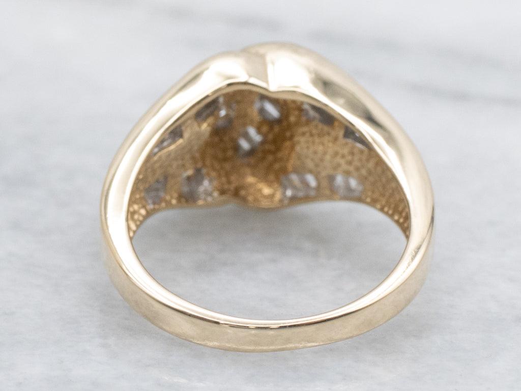 Vintage Diamond Baguette-Cut Diamond Bypass Ring