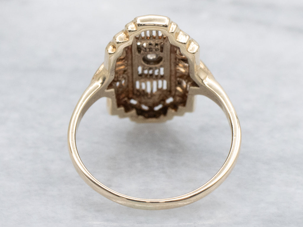 Vintage Two-Tone Gold Diamond Filigree Dinner Ring