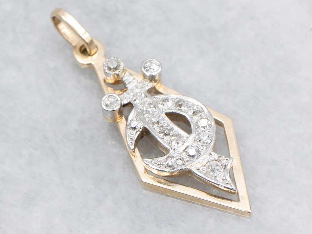 Platinum and Gold Diamond Shriners Emblem Pendant