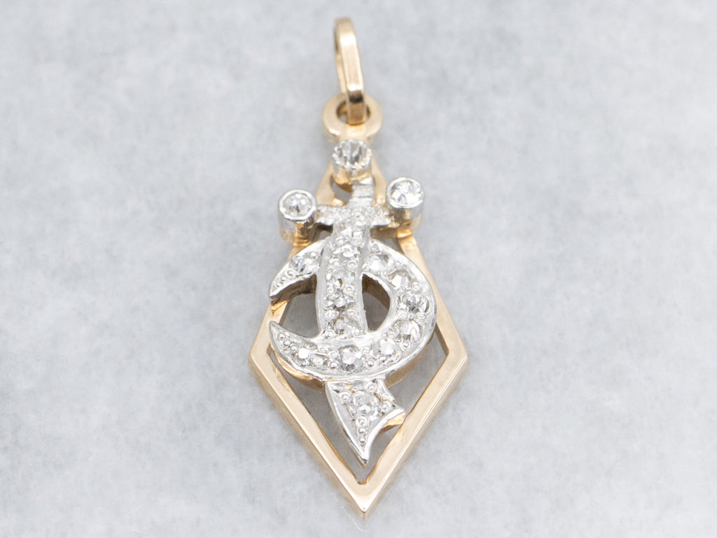 Platinum and Gold Diamond Shriners Emblem Pendant