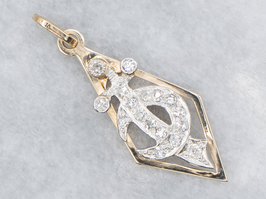 Platinum and Gold Diamond Shriners Emblem Pendant