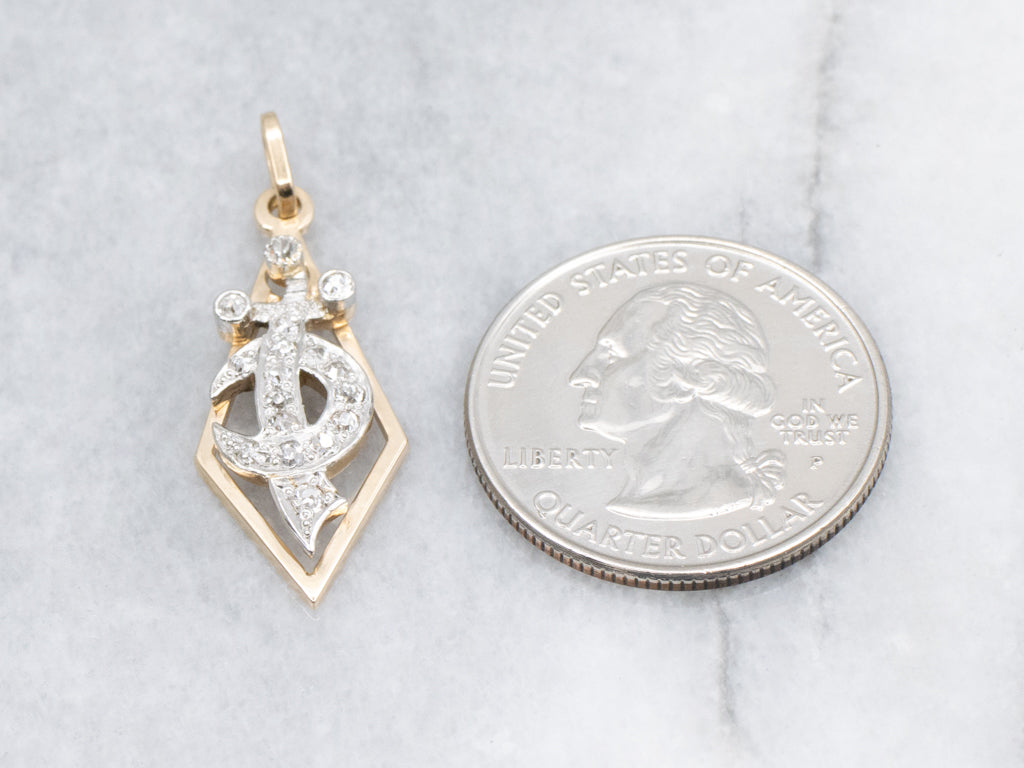 Platinum and Gold Diamond Shriners Emblem Pendant