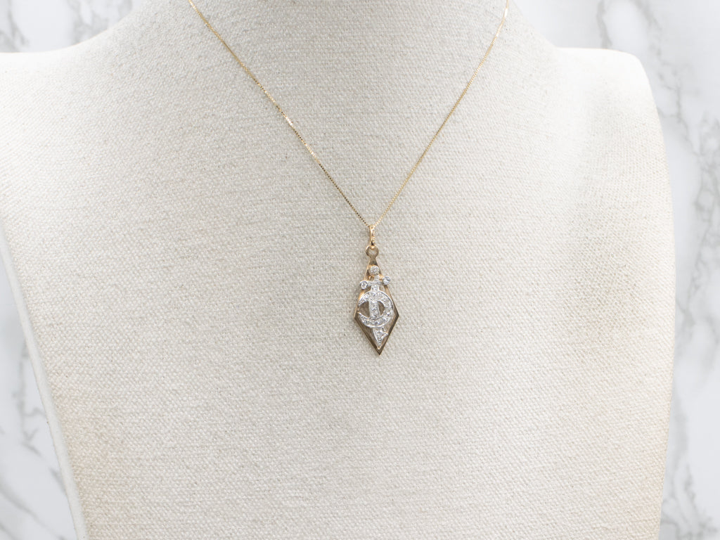 Platinum and Gold Diamond Shriners Emblem Pendant