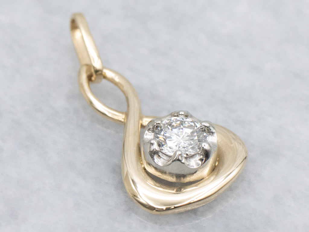 Diamond Twist Setting Two-Tone Gold Pendant