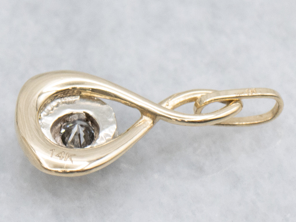 Diamond Twist Setting Two-Tone Gold Pendant