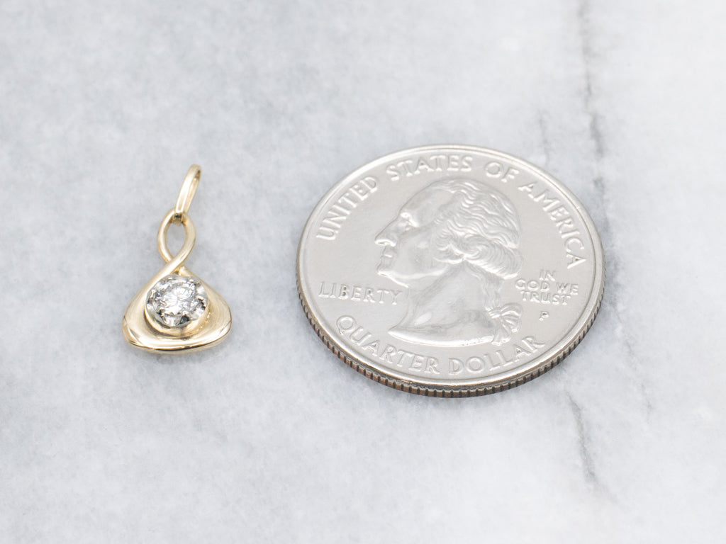 Diamond Twist Setting Two-Tone Gold Pendant