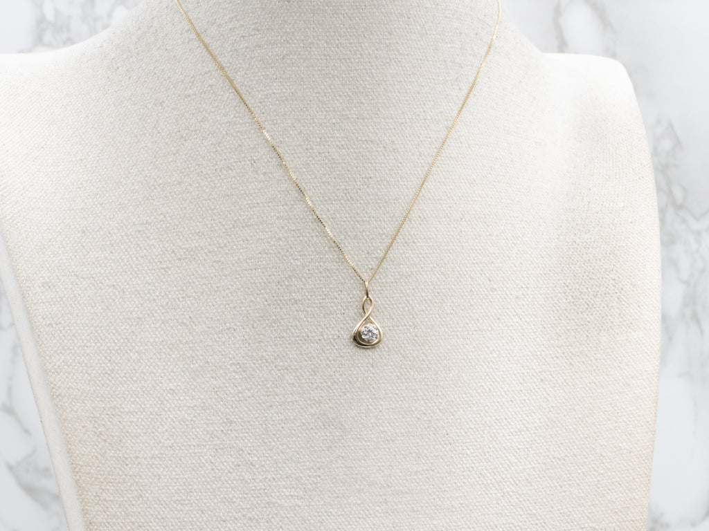 Diamond Twist Setting Two-Tone Gold Pendant