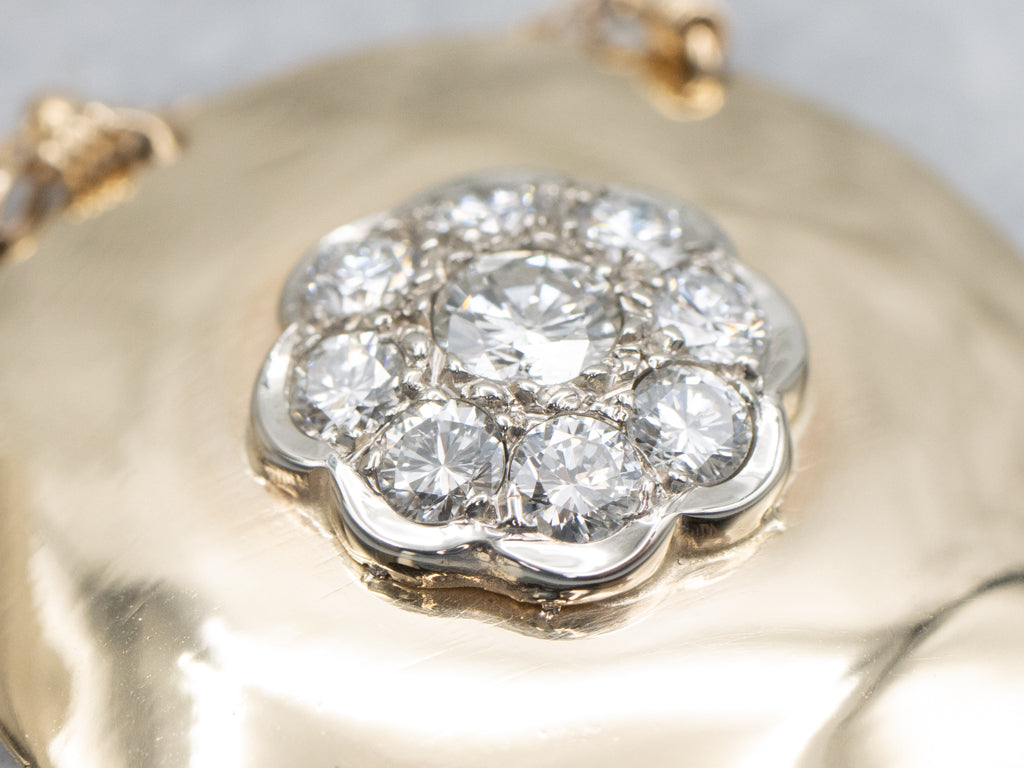 Bold Disc Diamond Cluster Pendant on Beaded Station Chain