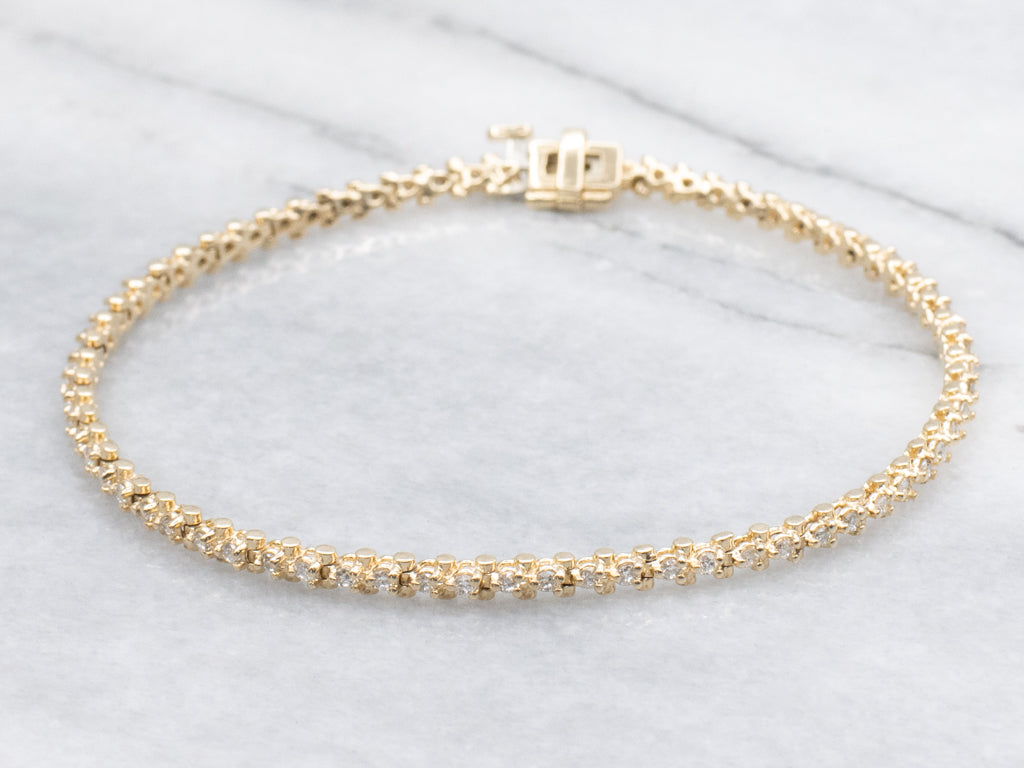 Brilliant Diamond Yellow Gold Tennis Bracelet