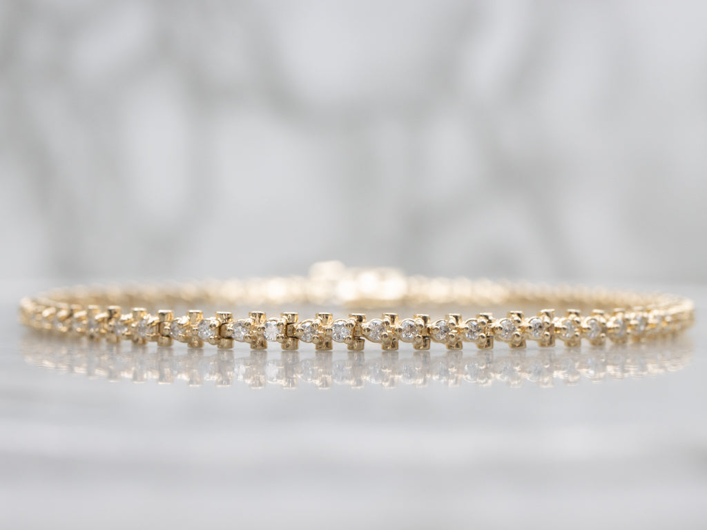 Brilliant Diamond Yellow Gold Tennis Bracelet