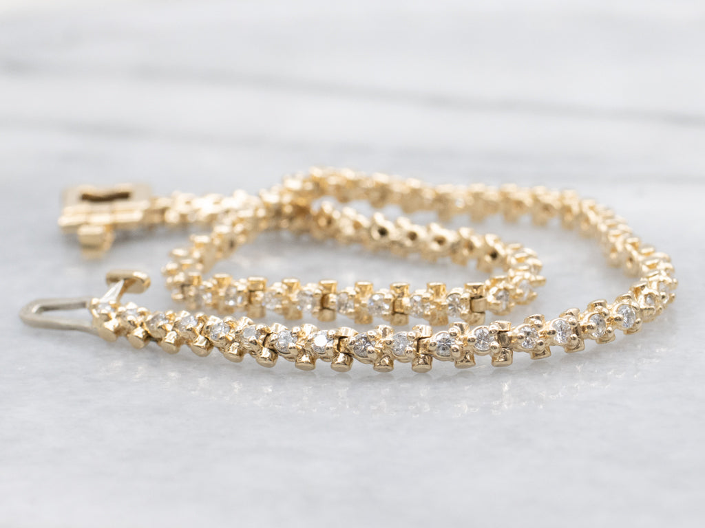 Brilliant Diamond Yellow Gold Tennis Bracelet