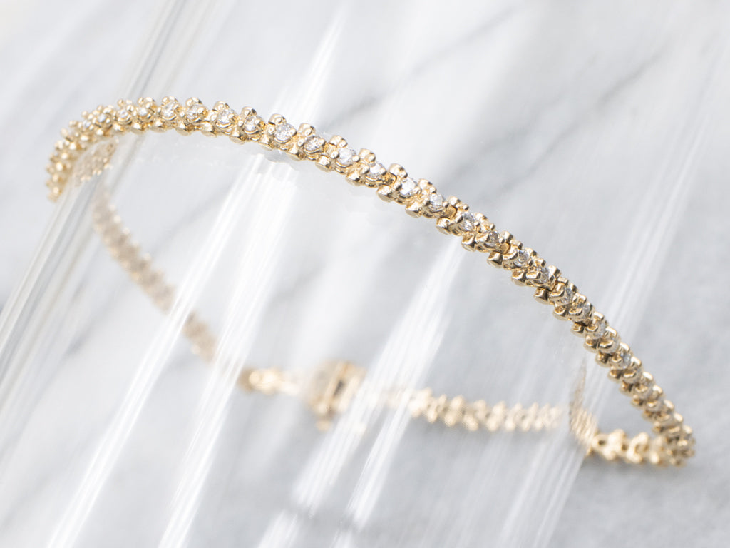 Brilliant Diamond Yellow Gold Tennis Bracelet