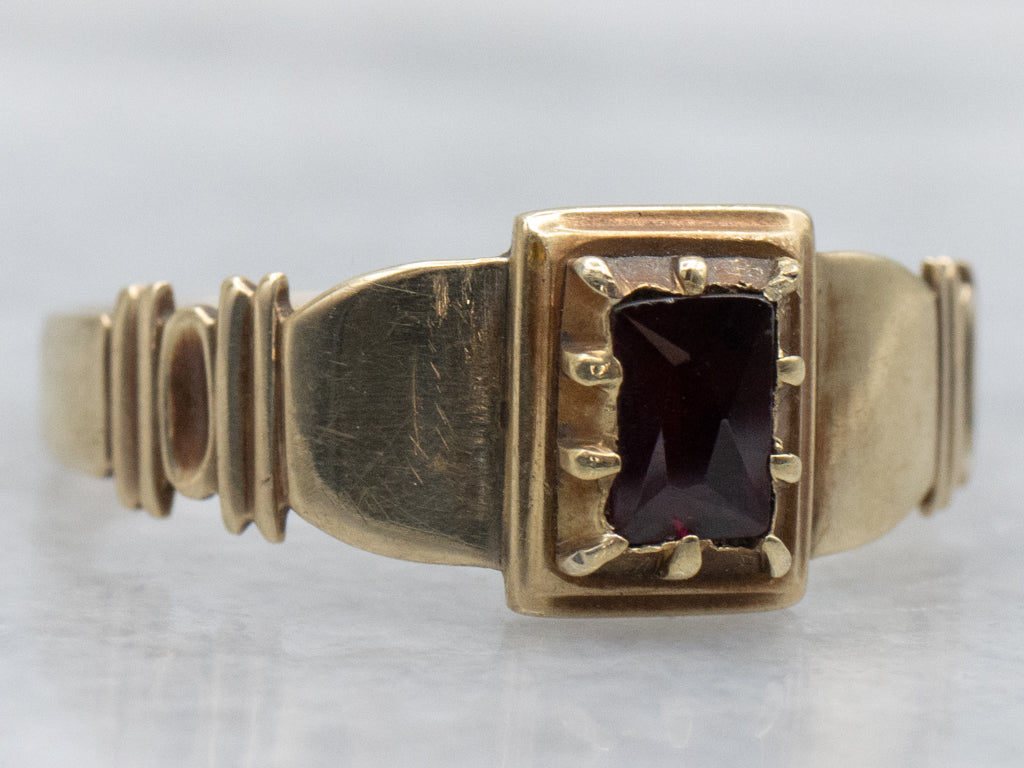 Antique Gold and Garnet Solitaire Ring