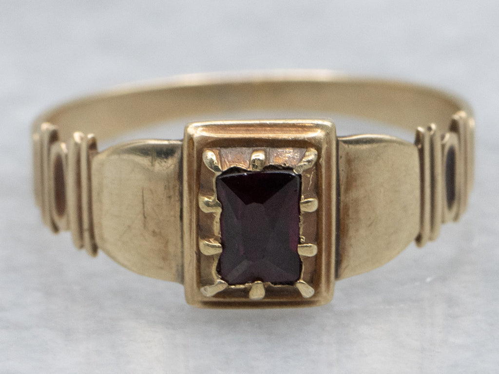 Antique Gold and Garnet Solitaire Ring