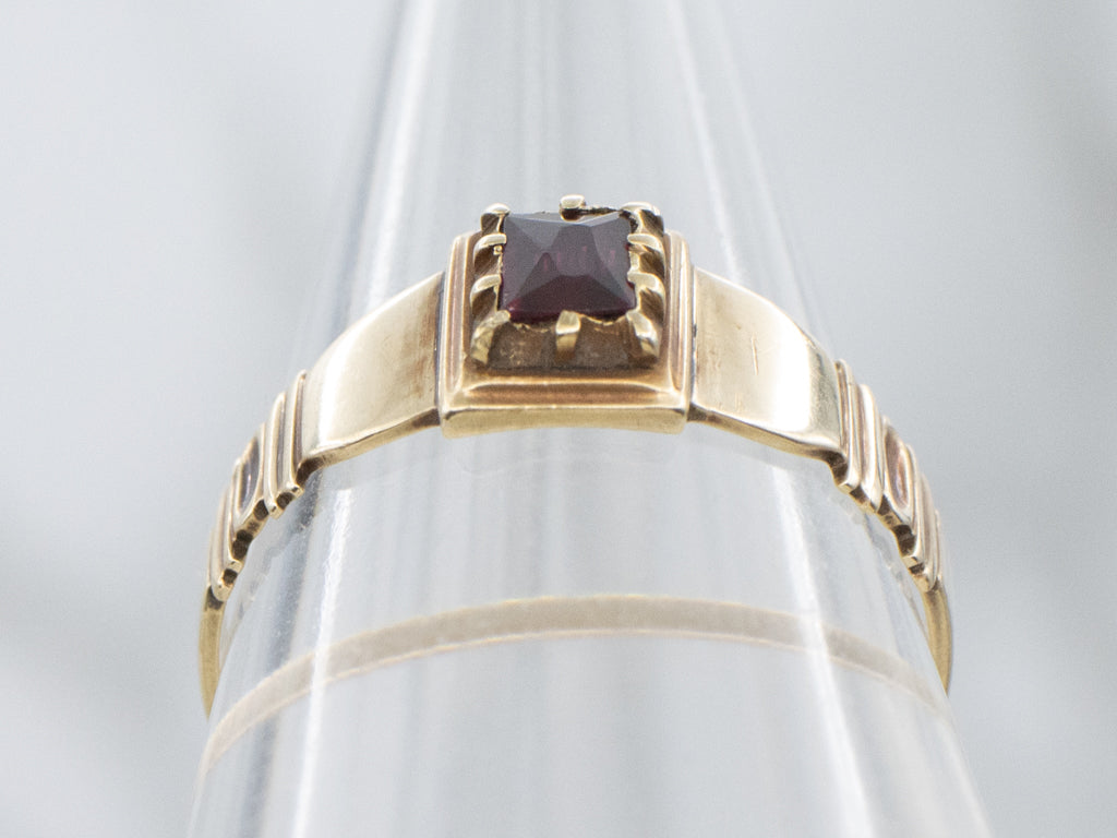 Antique Gold and Garnet Solitaire Ring