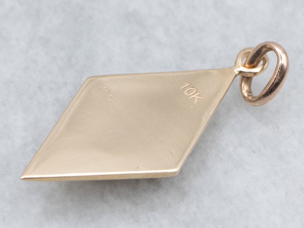 Yellow Gold Marquise Pendant with Rope Detail