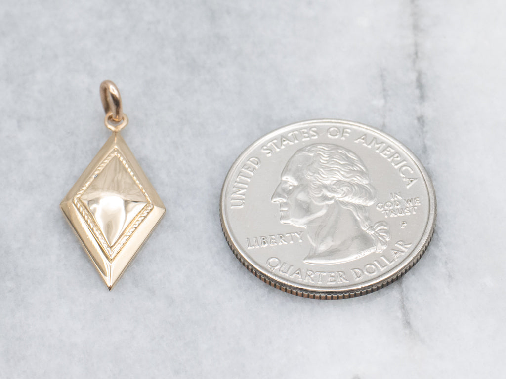 Yellow Gold Marquise Pendant with Rope Detail