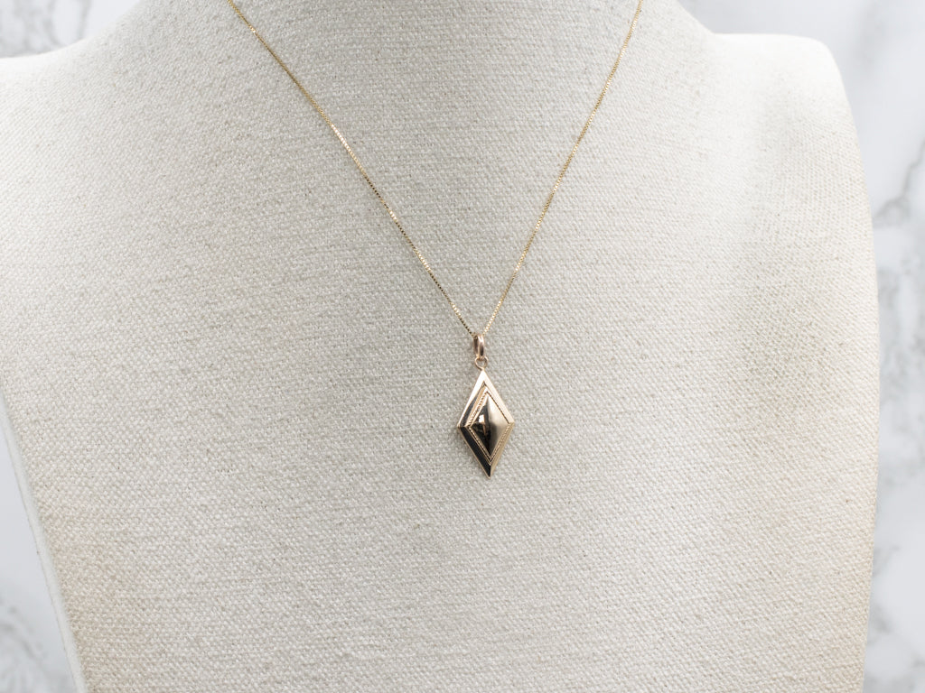 Yellow Gold Marquise Pendant with Rope Detail