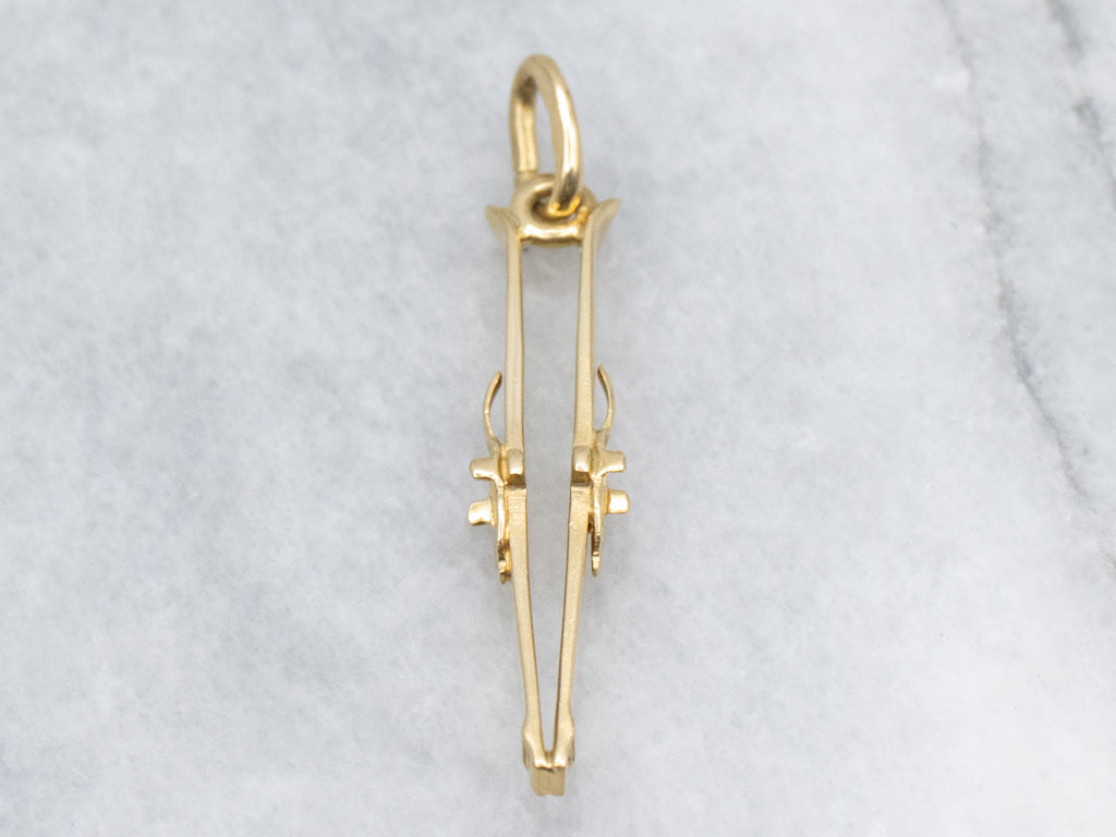 Vintage 18-Karat Gold Cross-Country Skis Charm