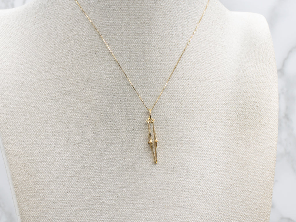 Vintage 18-Karat Gold Cross-Country Skis Charm