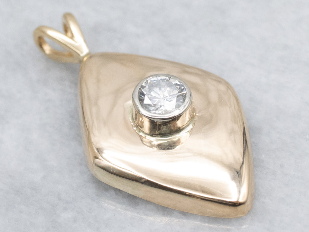 Bezel-Set Diamond Solitaire Cufflink Conversion Pendant