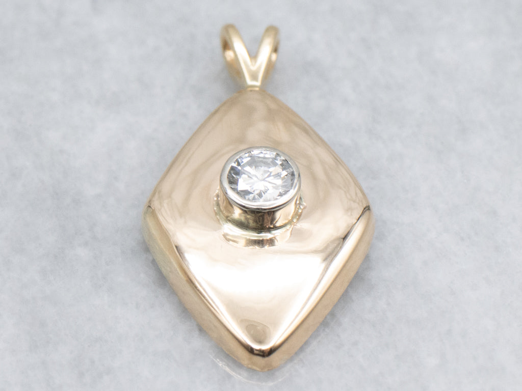 Bezel-Set Diamond Solitaire Cufflink Conversion Pendant
