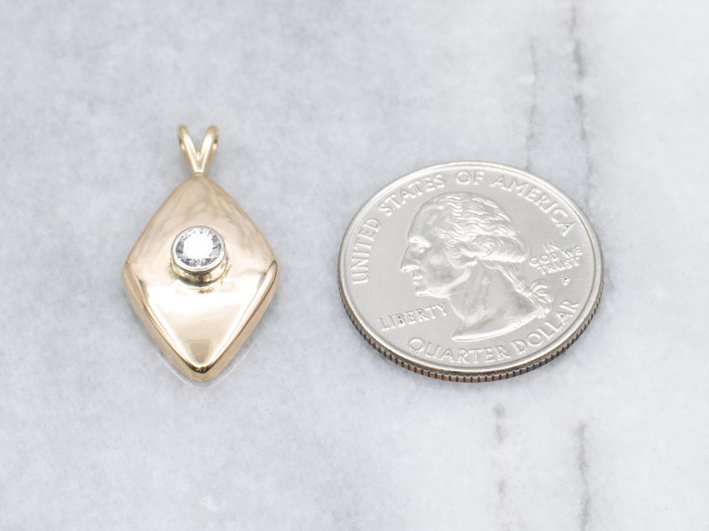 Bezel-Set Diamond Solitaire Cufflink Conversion Pendant