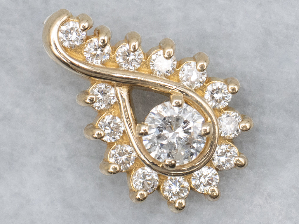 Yellow Gold Brilliant Diamond Halo Pendant