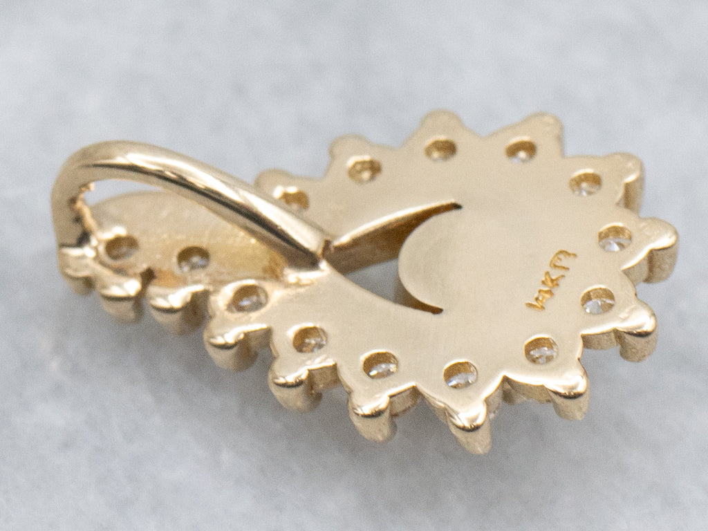 Yellow Gold Brilliant Diamond Halo Pendant